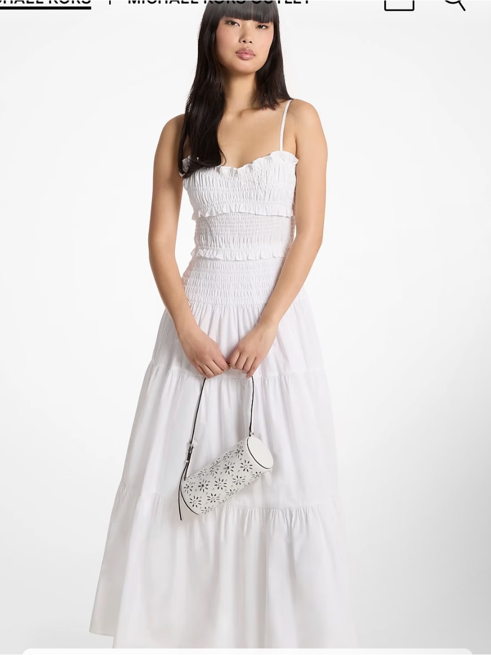 NWT🏝️🩷Altar'd State White Smocked Tiered Maxi Dress